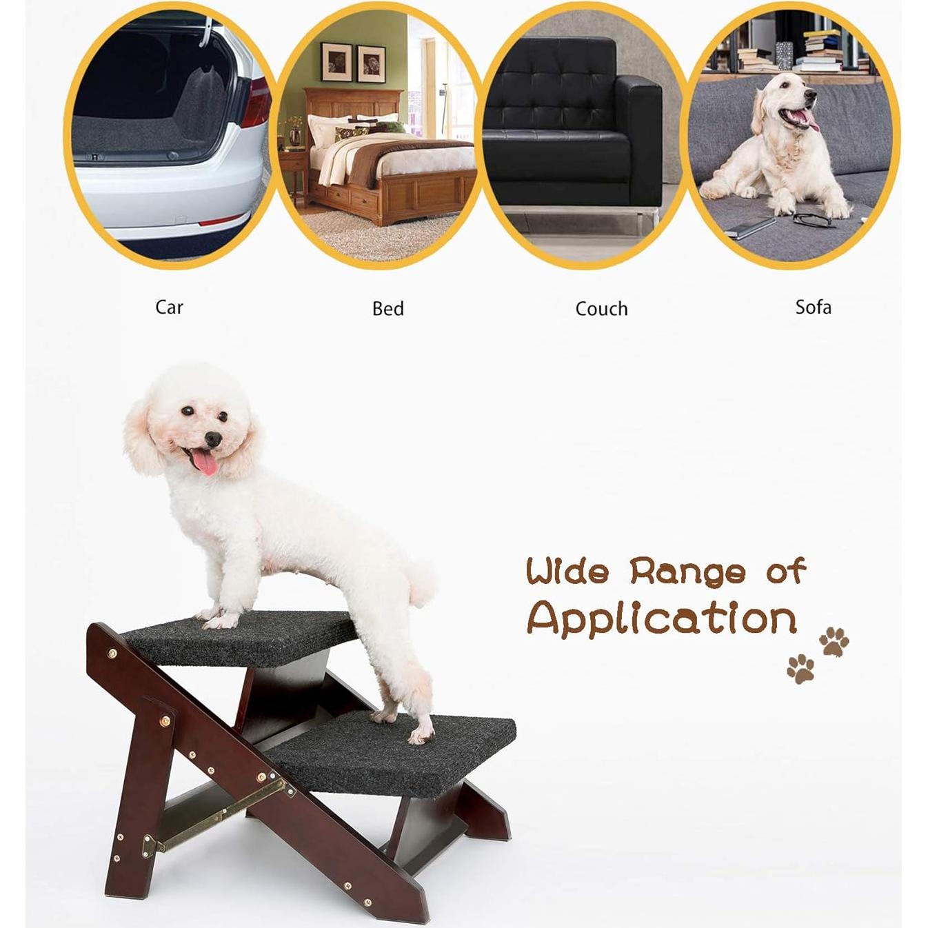 Escalera Plegable para Mascotas MEWANG - 2 Niveles hasta 40.8 kg