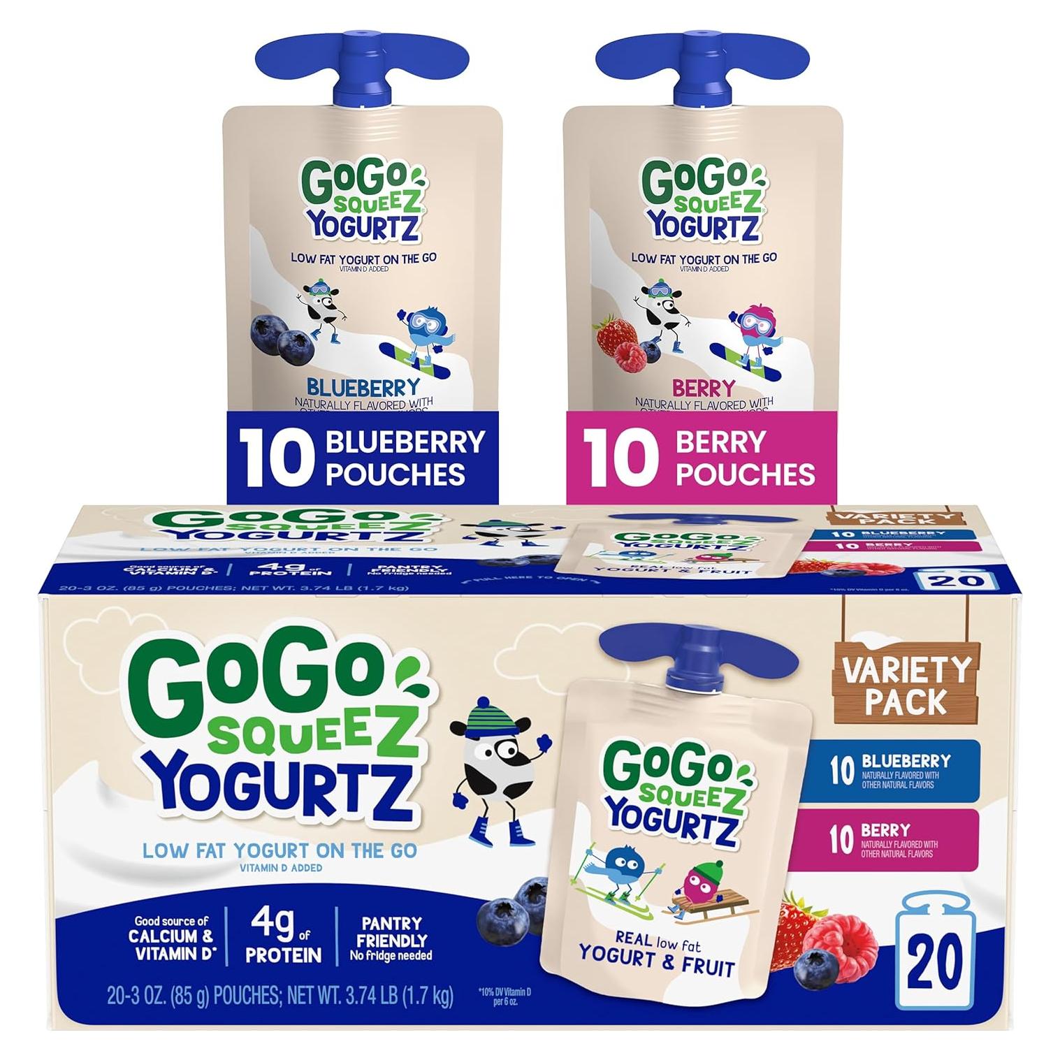 GoGo squeeZ yogurtZ 85 g Paquete de 20 Arándano y Frutos Rojos
