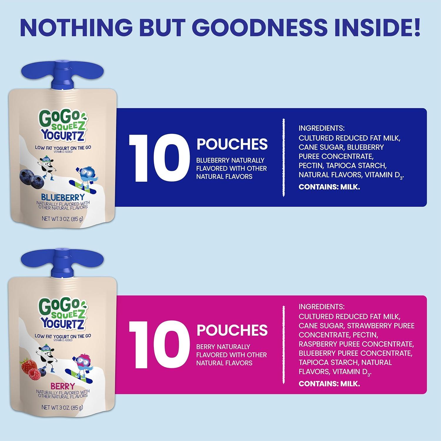 GoGo squeeZ yogurtZ 85 g Paquete de 20 Arándano y Frutos Rojos