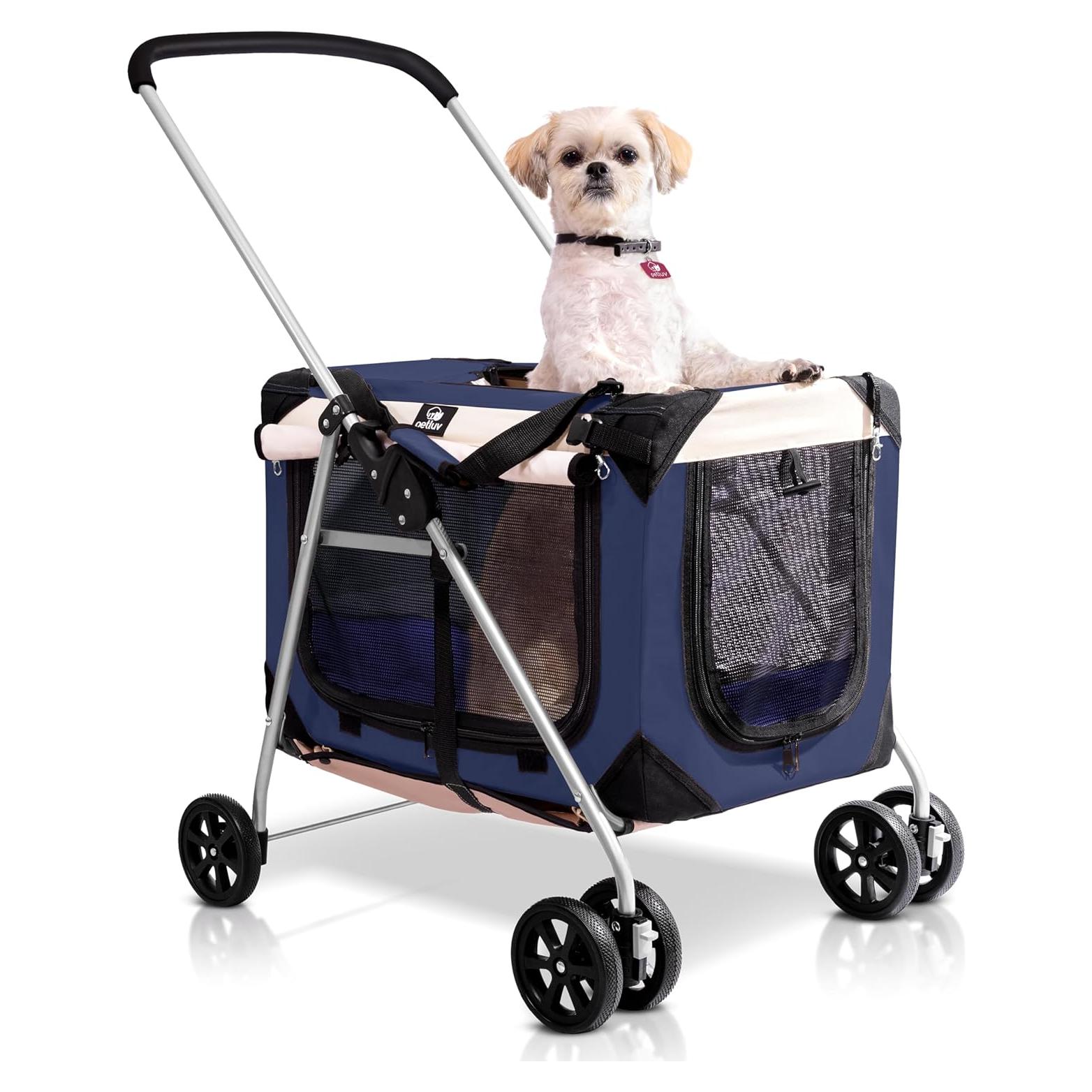 Carrito para Mascotas PetLuv Azul Marino, 2 Gatos o Perros hasta 20.4 Kg