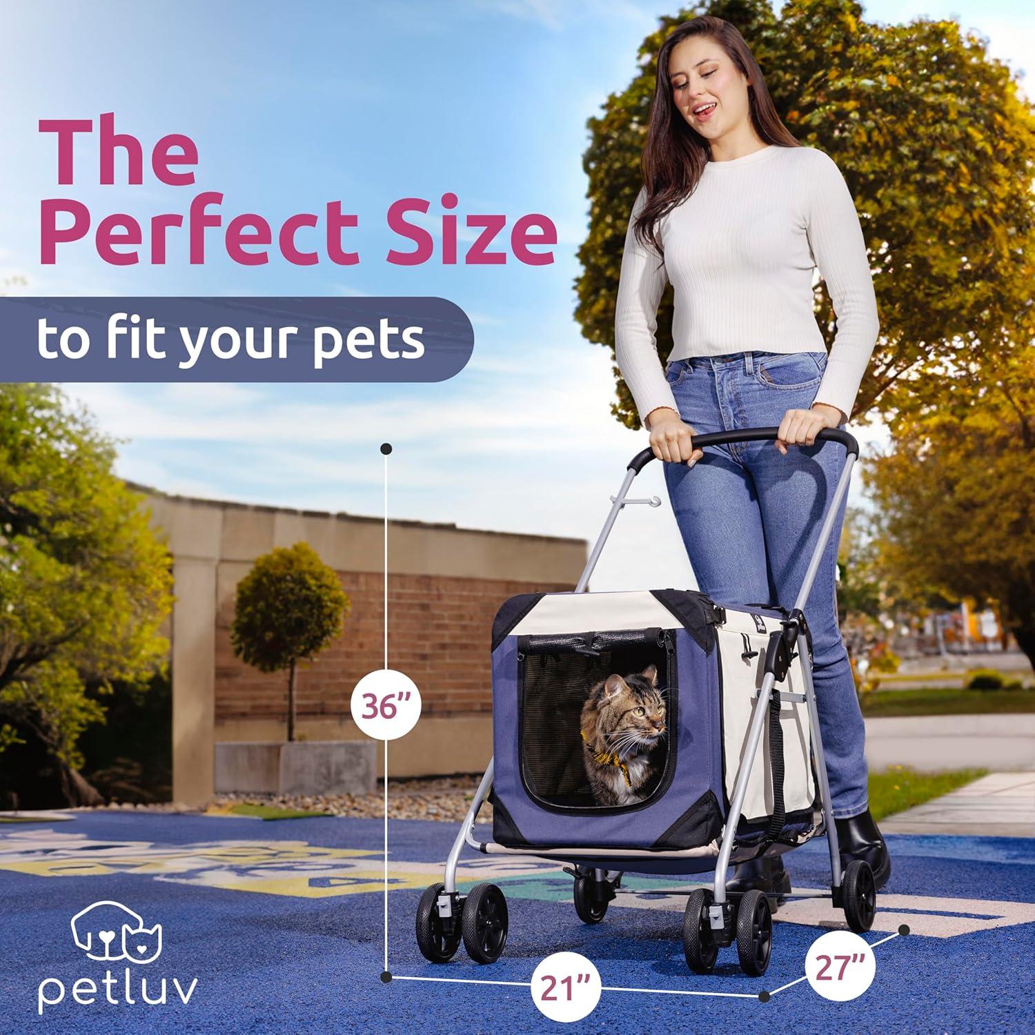 Carrito para Mascotas PetLuv Azul Marino, 2 Gatos o Perros hasta 20.4 Kg