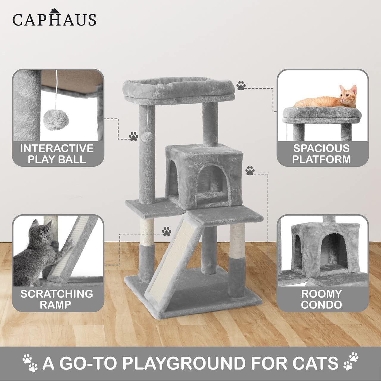 Torre para Gatos CAPHAUS 94 cm Beige con Perchero Ampliado