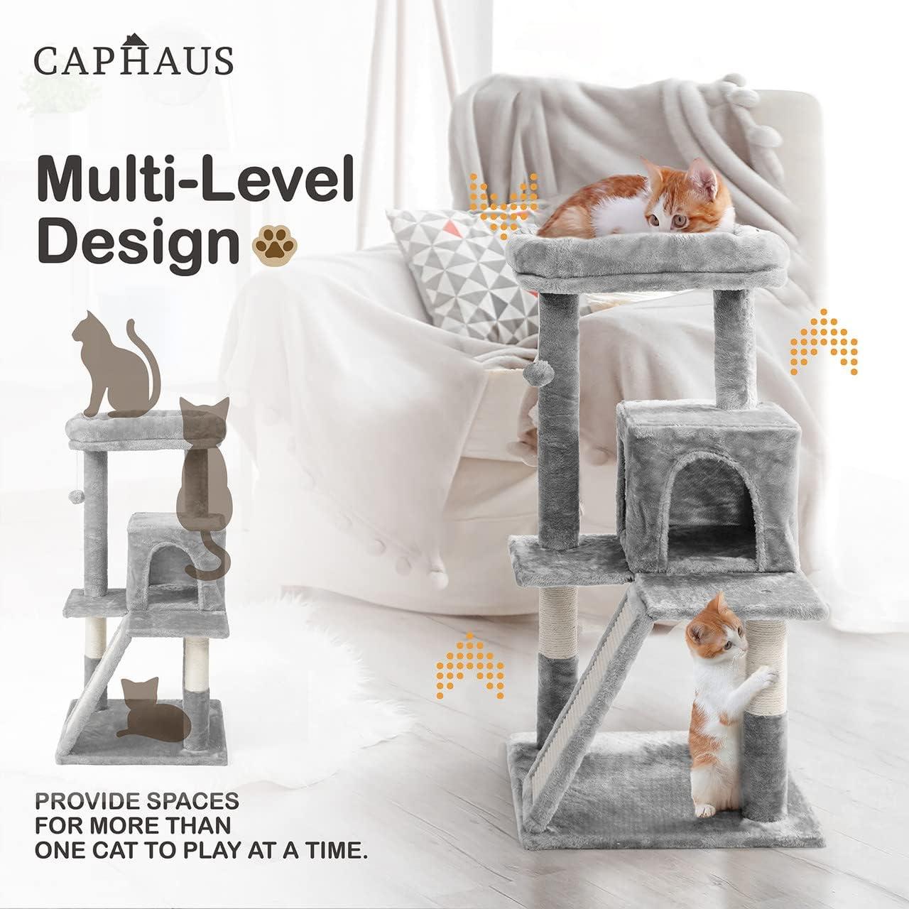 Torre para Gatos CAPHAUS 94 cm Beige con Perchero Ampliado