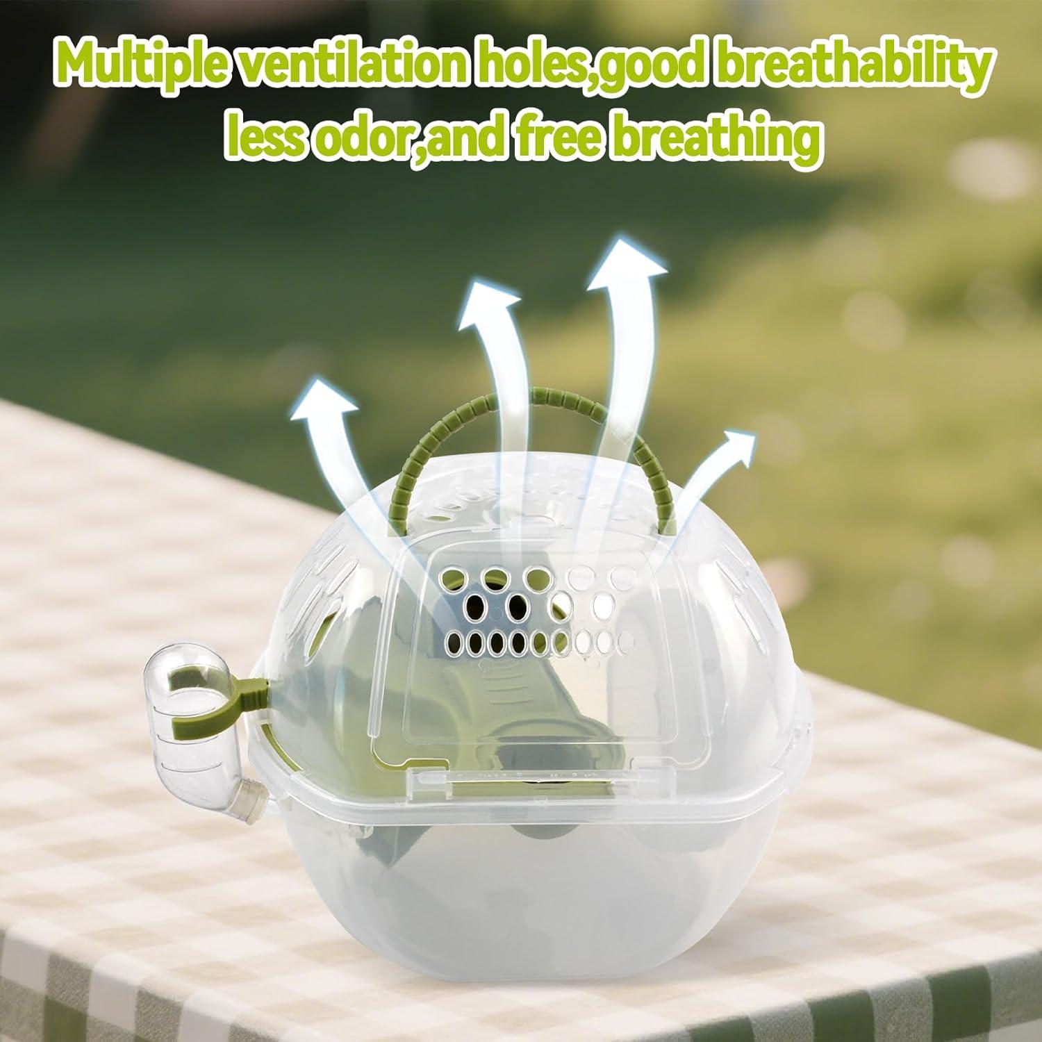 Transportador de Hámster MUYG Verde 4 en 1 con Botella y Comedero