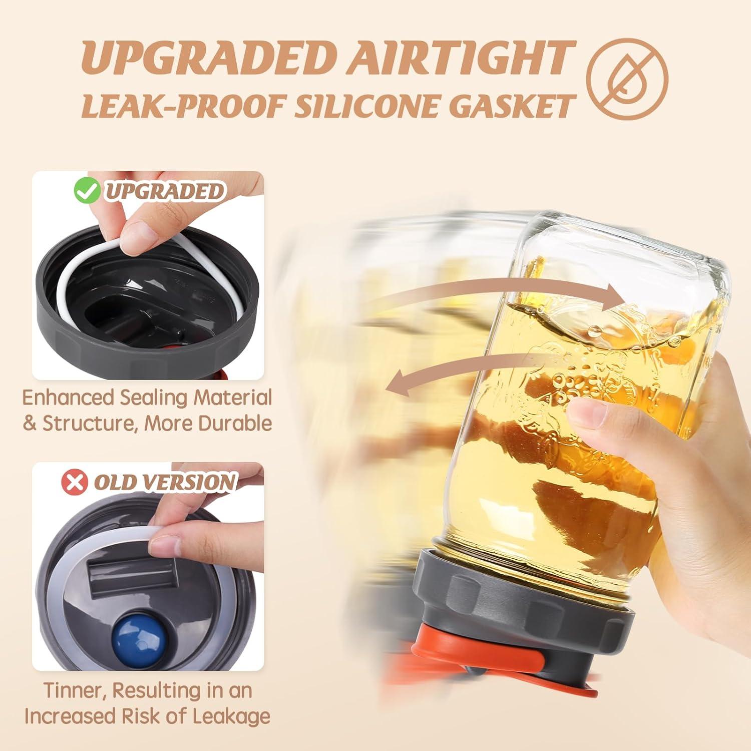 4 Tapas de Tarro Mason Soligt Boca Ancha A Prueba de Fugas