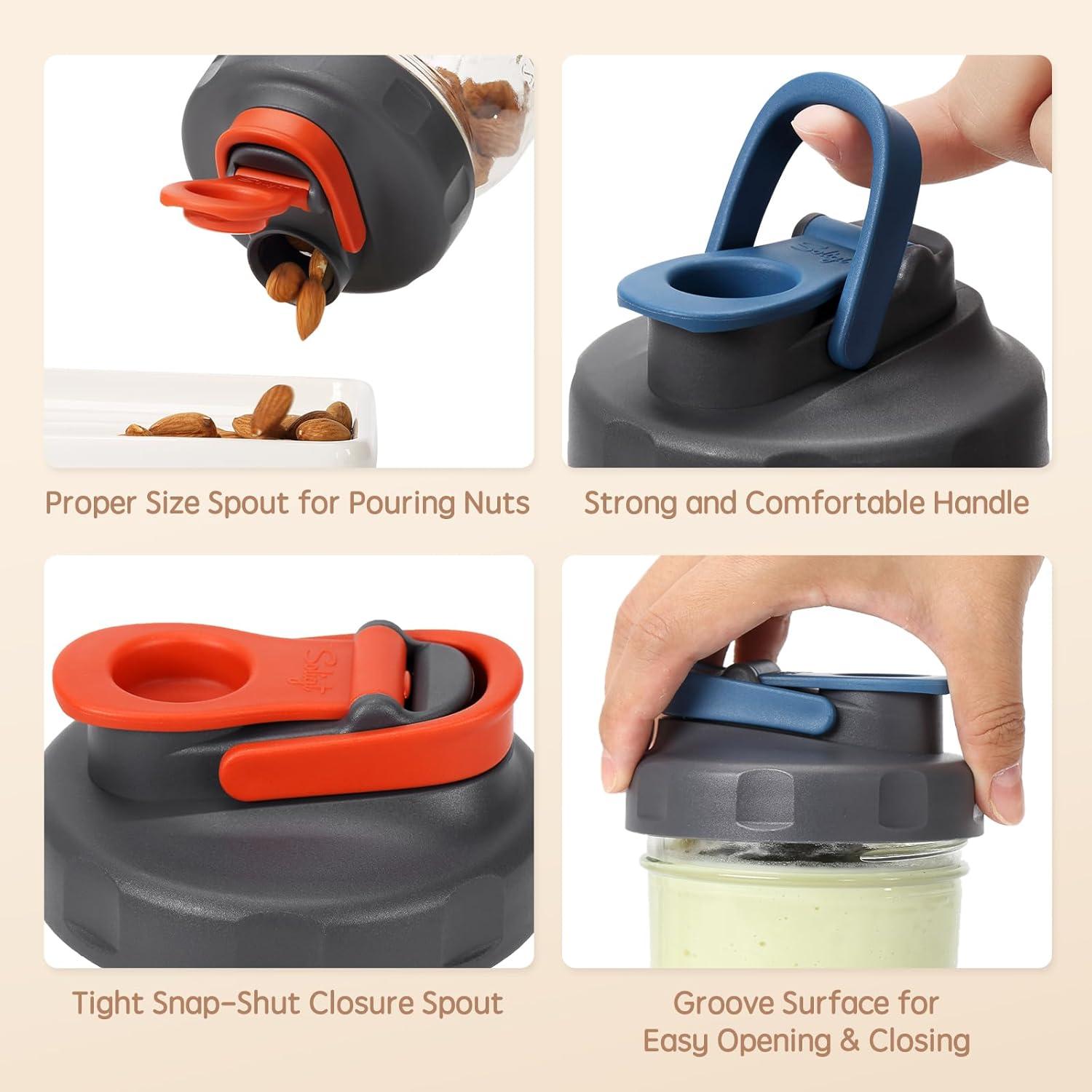 4 Tapas de Tarro Mason Soligt Boca Ancha A Prueba de Fugas