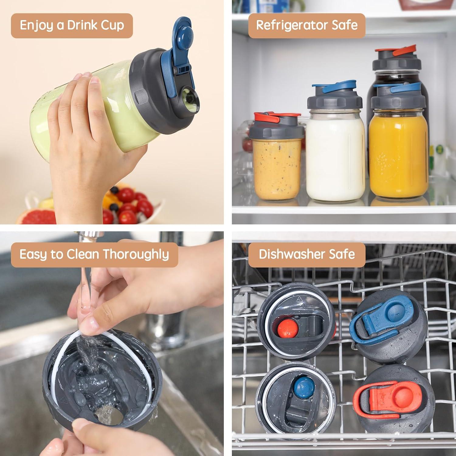 4 Tapas de Tarro Mason Soligt Boca Ancha A Prueba de Fugas