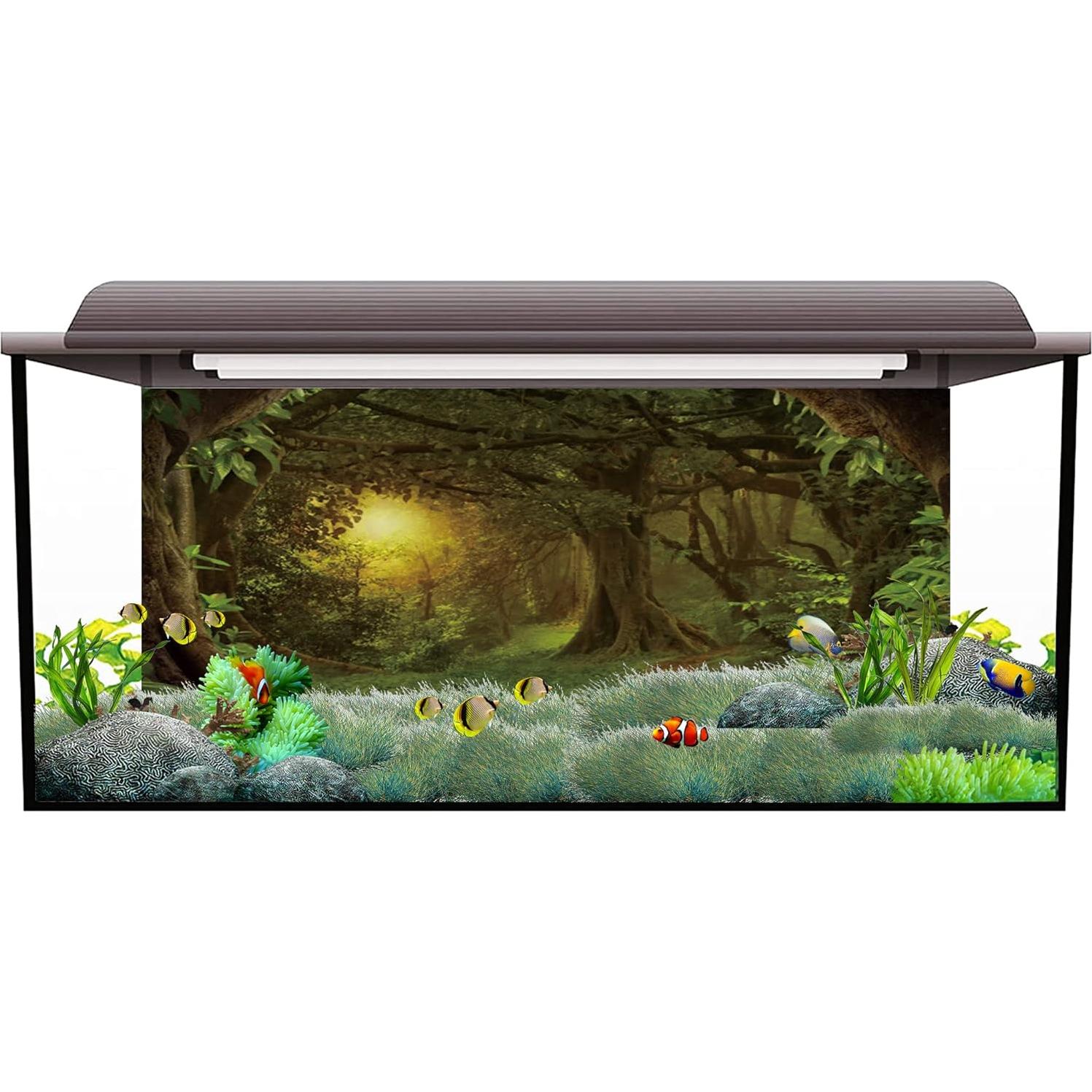 Fondo de Acuario Vinilo AWERT 60x30 cm Bosque Psicodélico