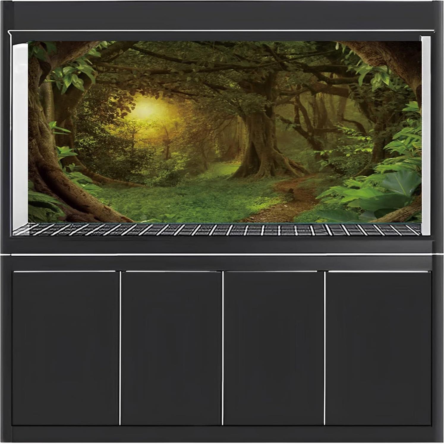 Fondo de Acuario Vinilo AWERT 60x30 cm Bosque Psicodélico