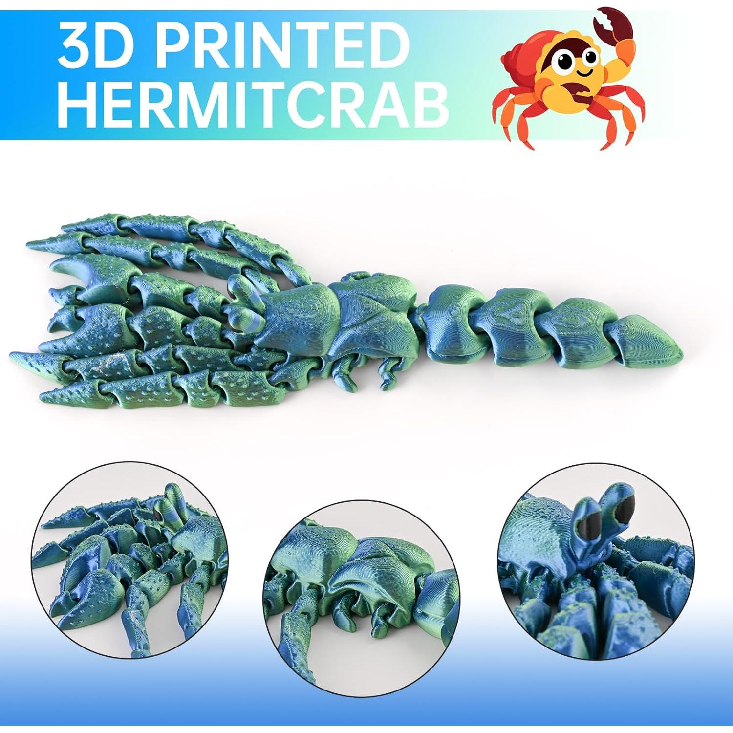 Cangrejo Ermitaño Articulado 3D Gemmicho Verde 19.81 cm