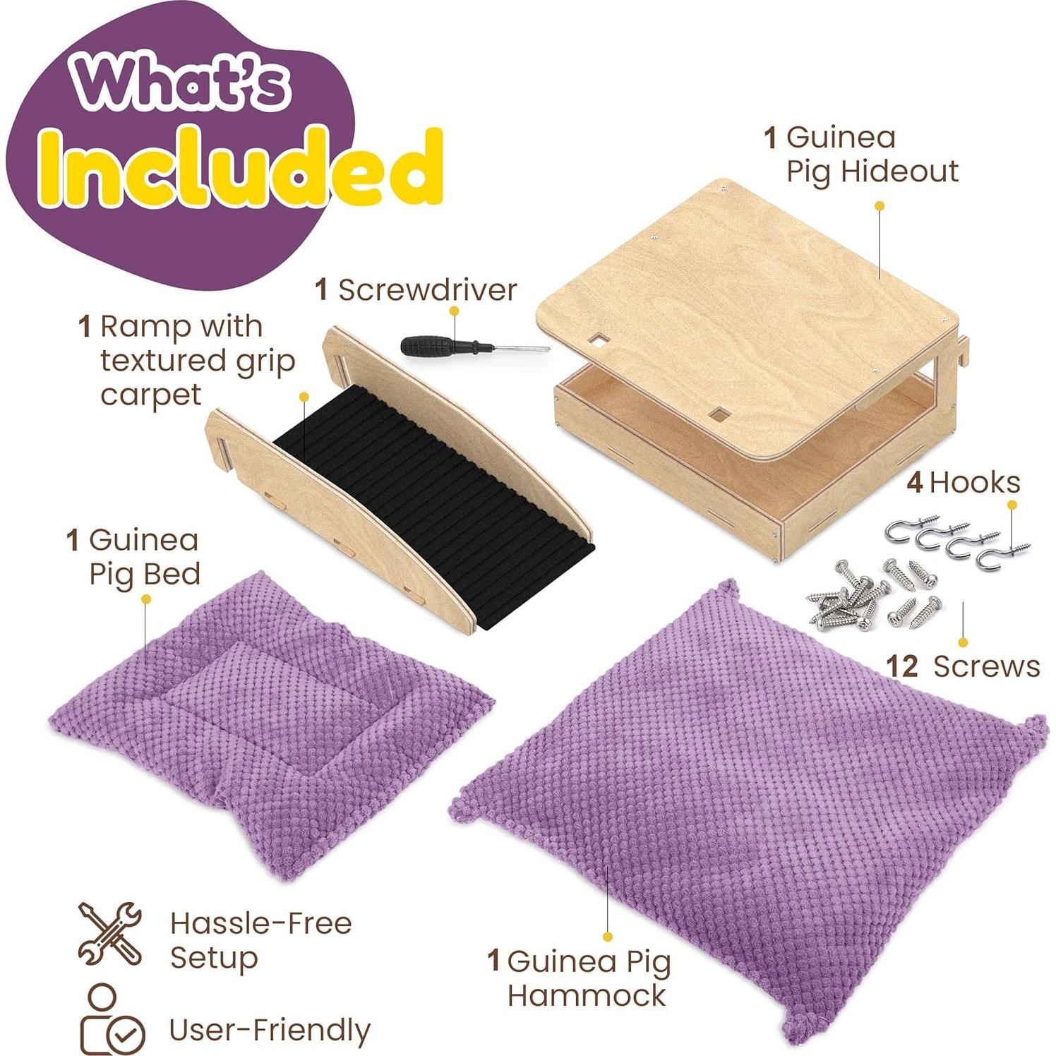 Combo Escondite y Hamaca YELLOFLOW para Cobayas 55.88x36.83cm