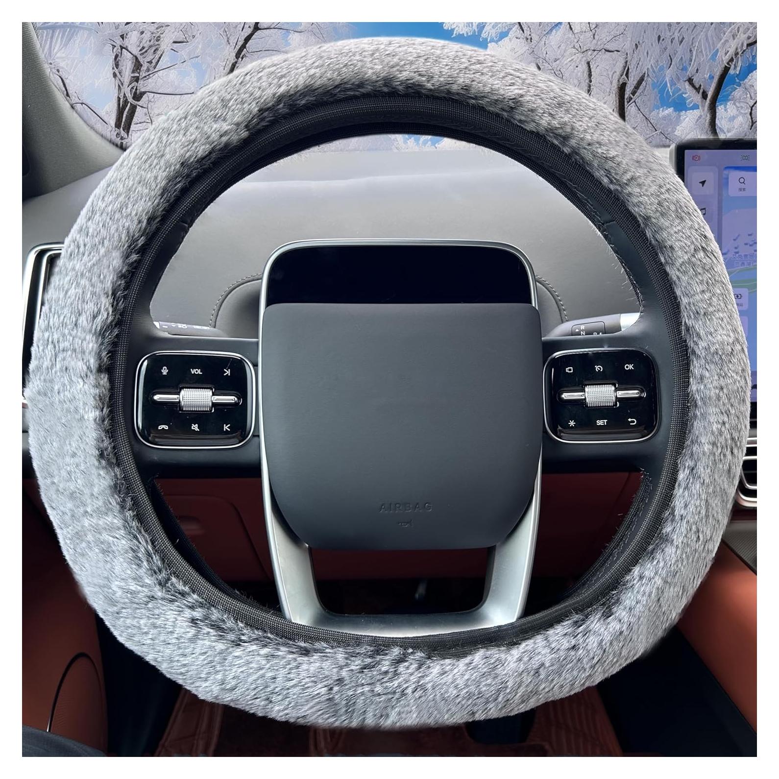 Cubierta de Volante LOMTRATS 15" Piel de Conejo Antideslizante