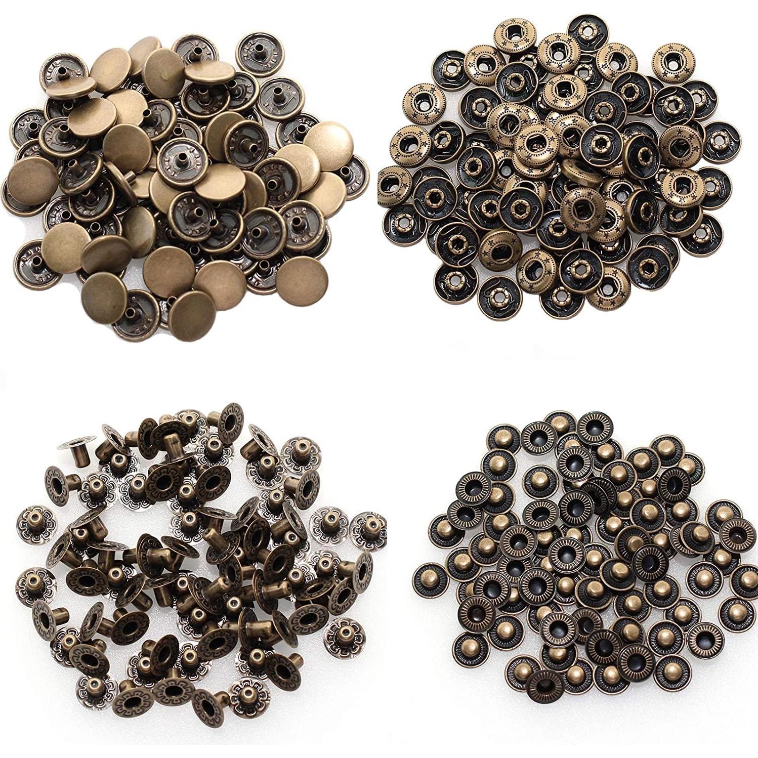 Kit de 80 Botones a Presión de Cuero BetterJonny 15mm 4 Colores