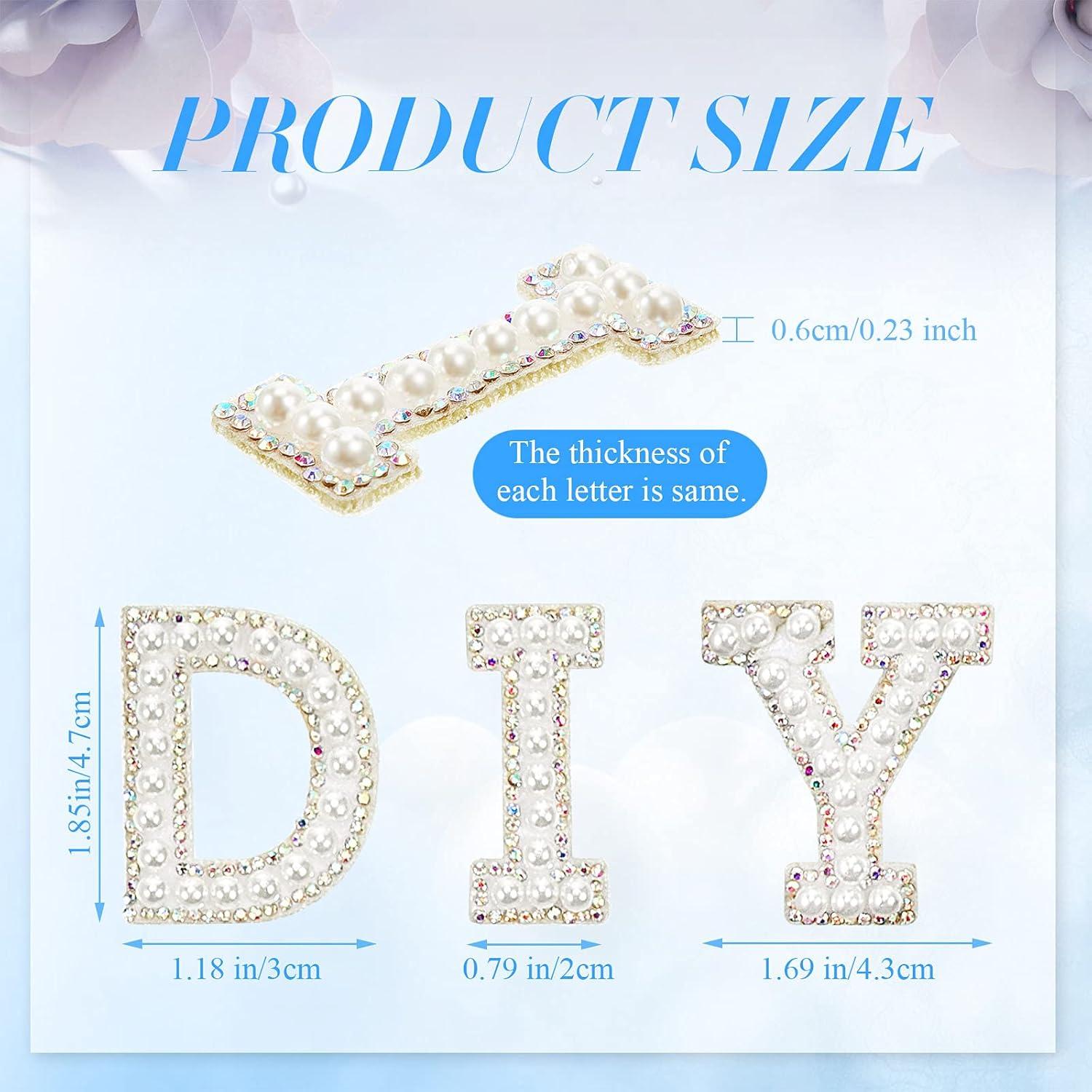 Parches de Letras de Perlas Chuangdi 26 Pcs Alfabeto Blanco 4.7 cm