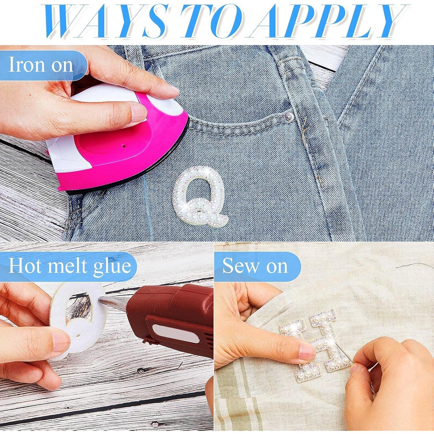 Parches de Letras de Perlas Chuangdi 26 Pcs Alfabeto Blanco 4.7 cm