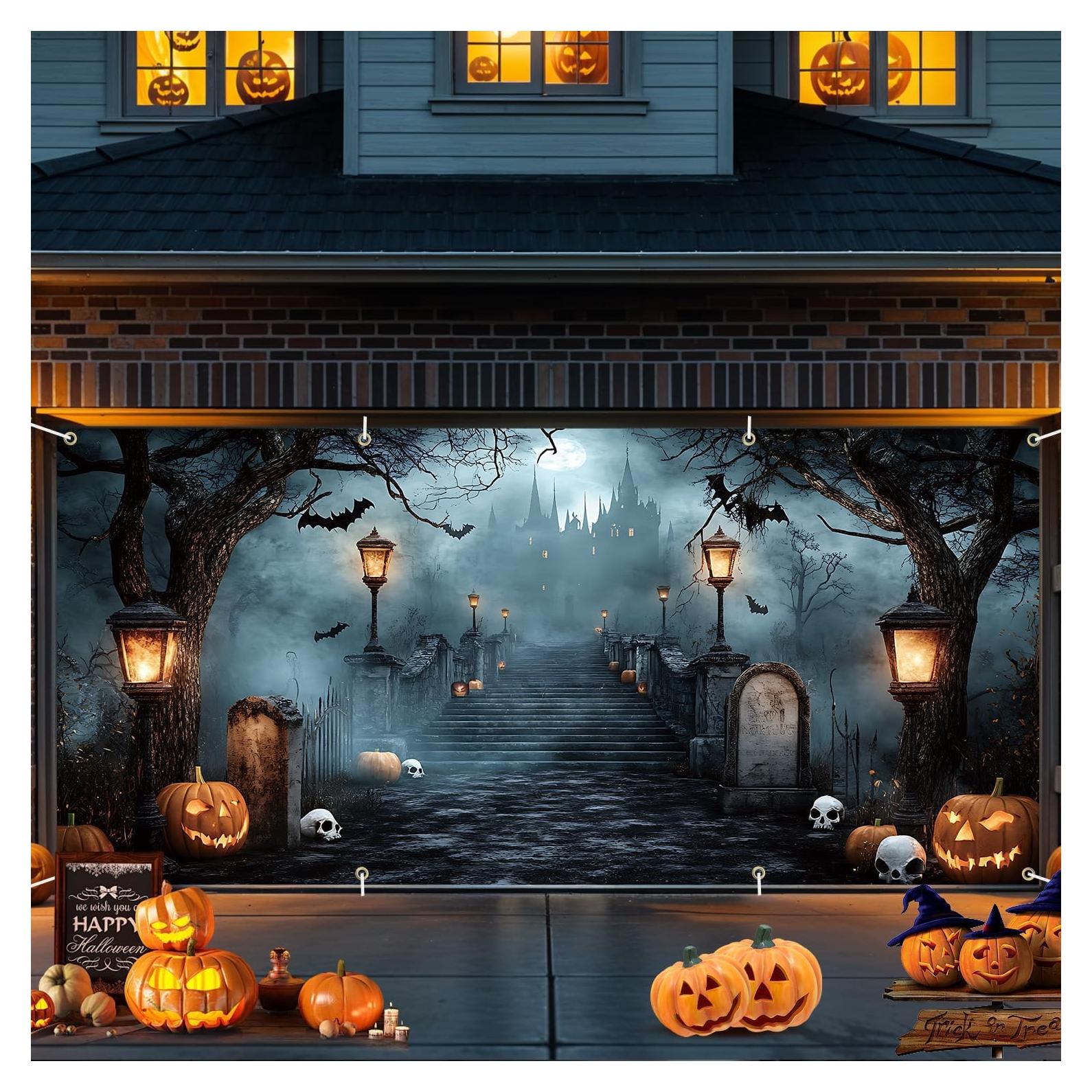 Banner de Puerta de Garaje Halloween THISFIND 3.96x1.83m Poliester