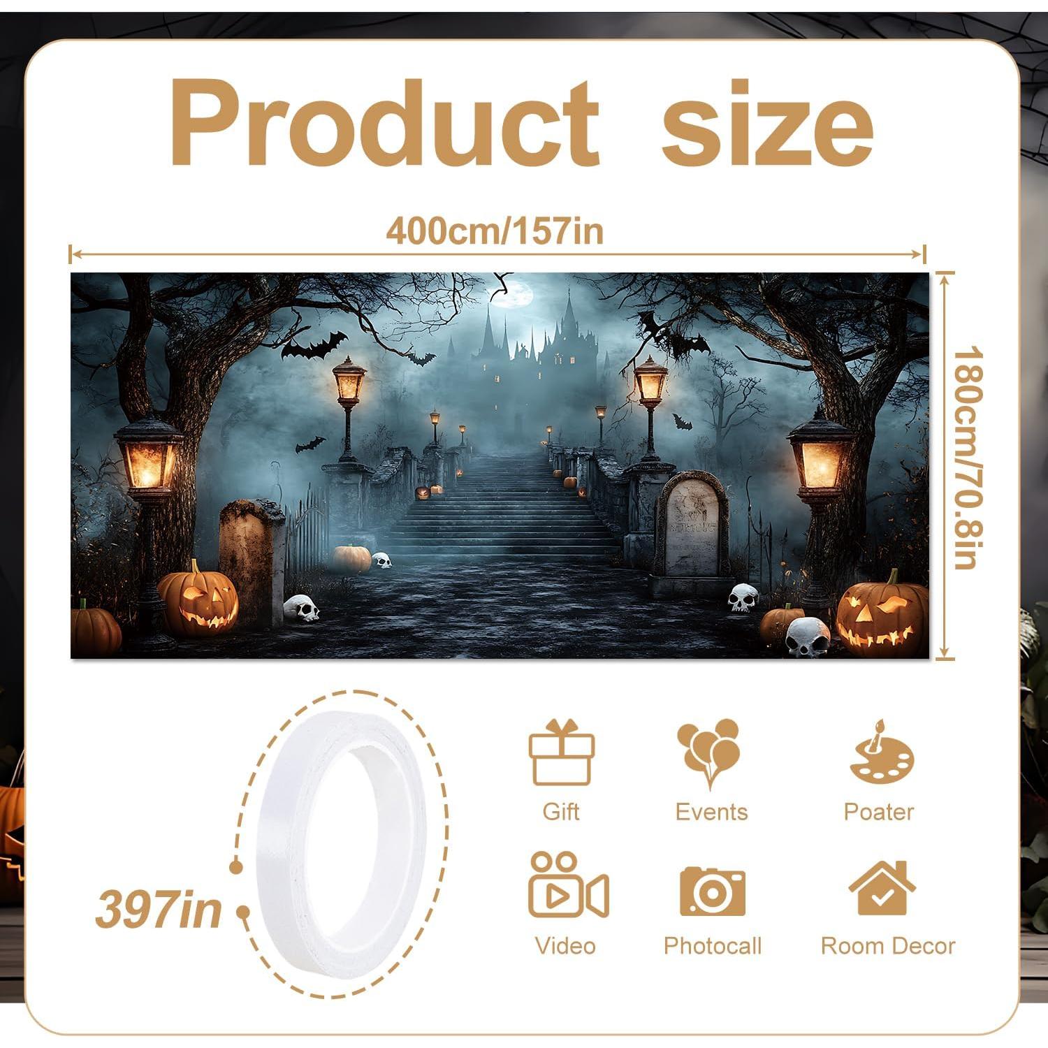 Banner de Puerta de Garaje Halloween THISFIND 3.96x1.83m Poliester