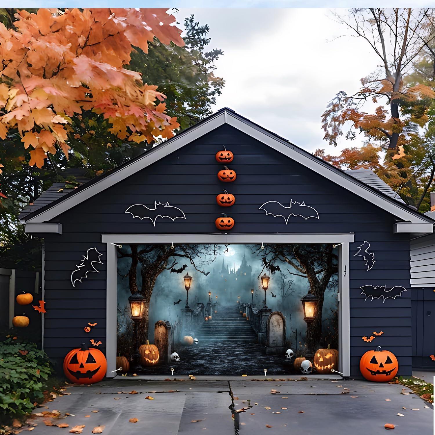 Banner de Puerta de Garaje Halloween THISFIND 3.96x1.83m Poliester