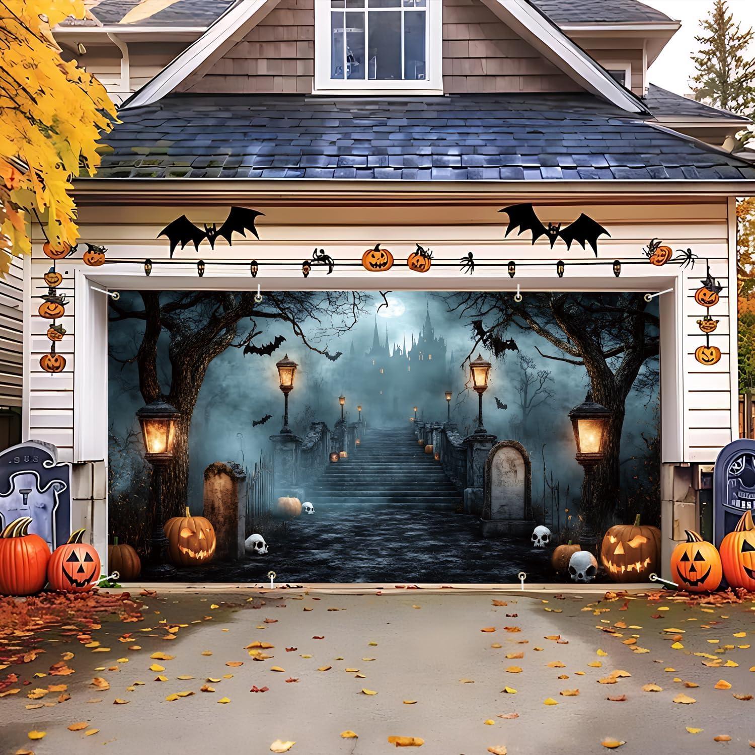 Banner de Puerta de Garaje Halloween THISFIND 3.96x1.83m Poliester
