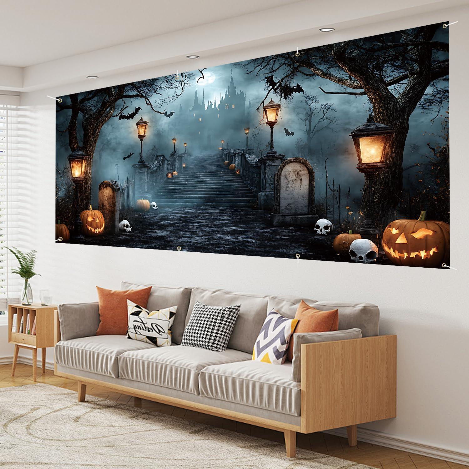 Banner de Puerta de Garaje Halloween THISFIND 3.96x1.83m Poliester