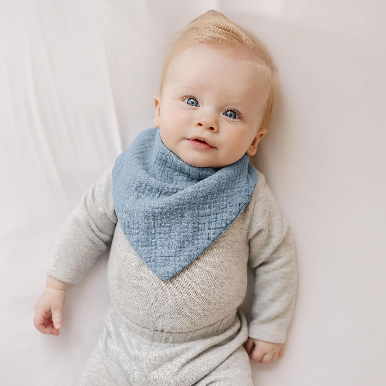 Konssy Paquete de 8 Baberos de Muselina 100% Algodón Unisex