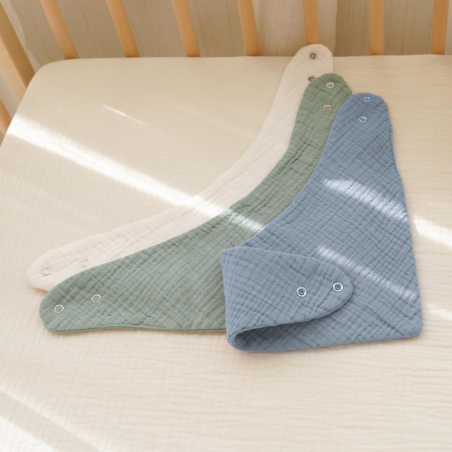 Konssy Paquete de 8 Baberos de Muselina 100% Algodón Unisex