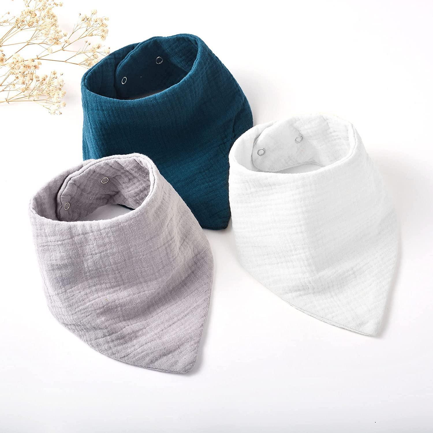 Konssy Paquete de 8 Baberos de Muselina 100% Algodón Unisex