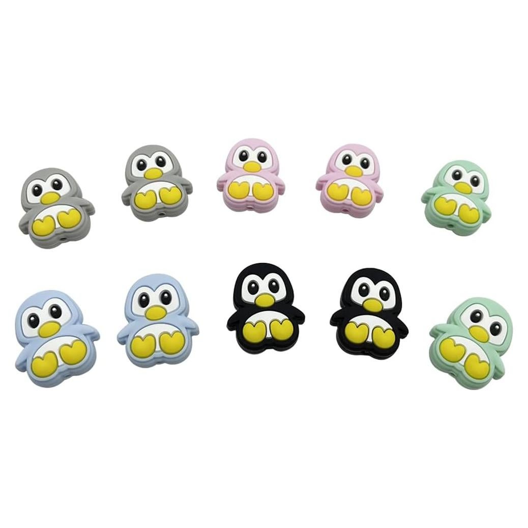 10 Perlas de Silicona Pingüino para Manualidades dxfiuyio