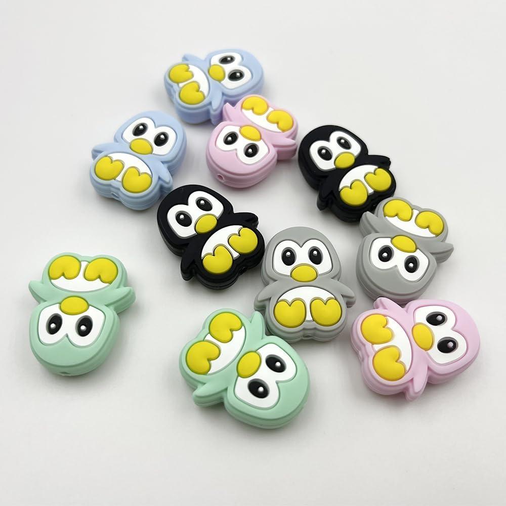 10 Perlas de Silicona Pingüino para Manualidades dxfiuyio