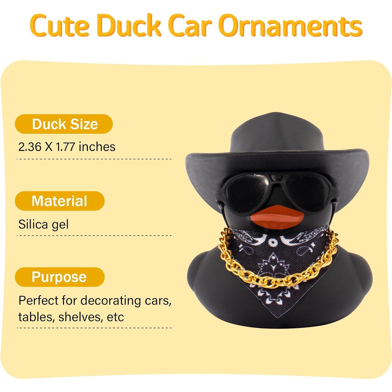 Patito de Goma Decorativo Wonuu con Sombrero y Gafas - Negro