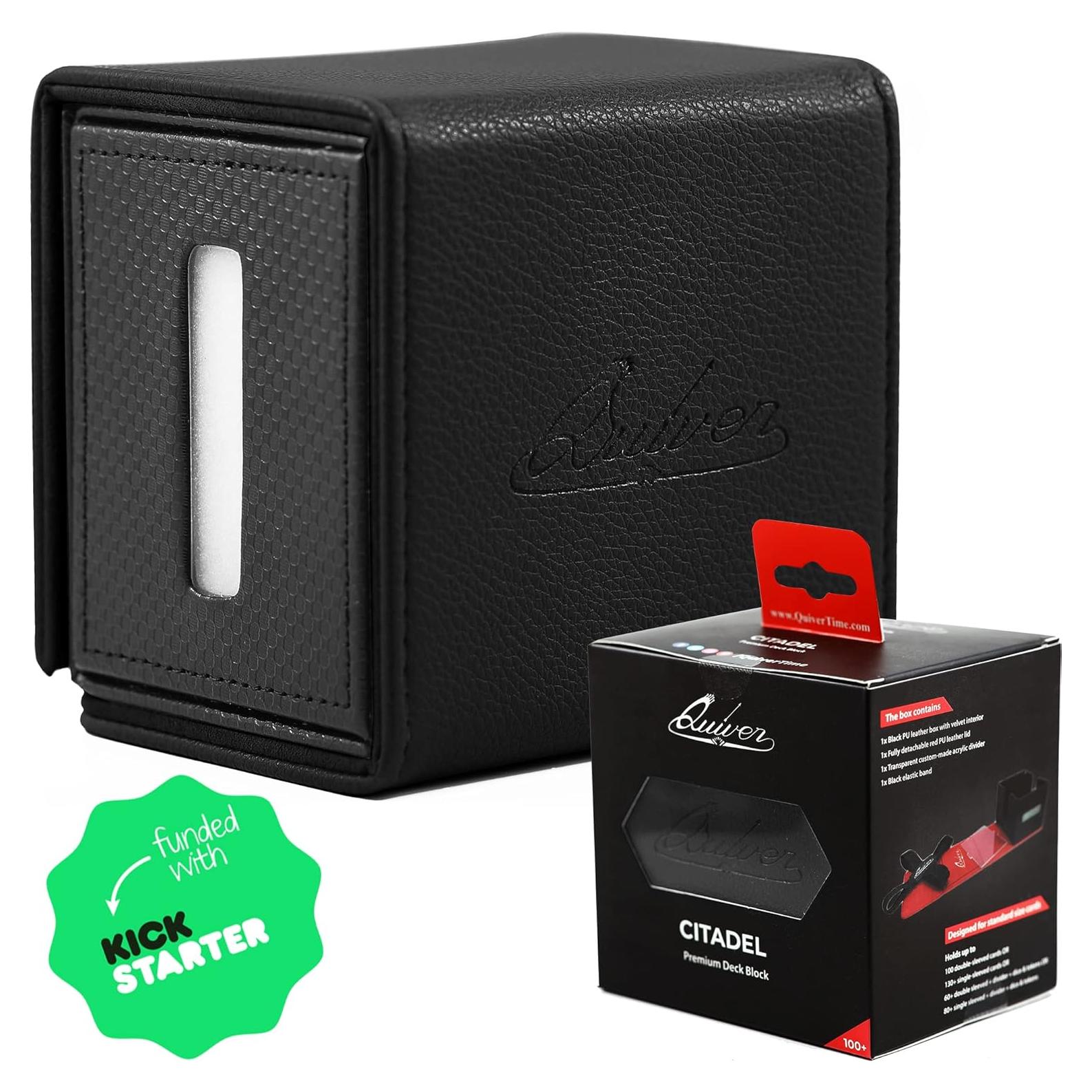 Caja de Deck Quiver Time Citadel Negra para 100+ Cartas MTG