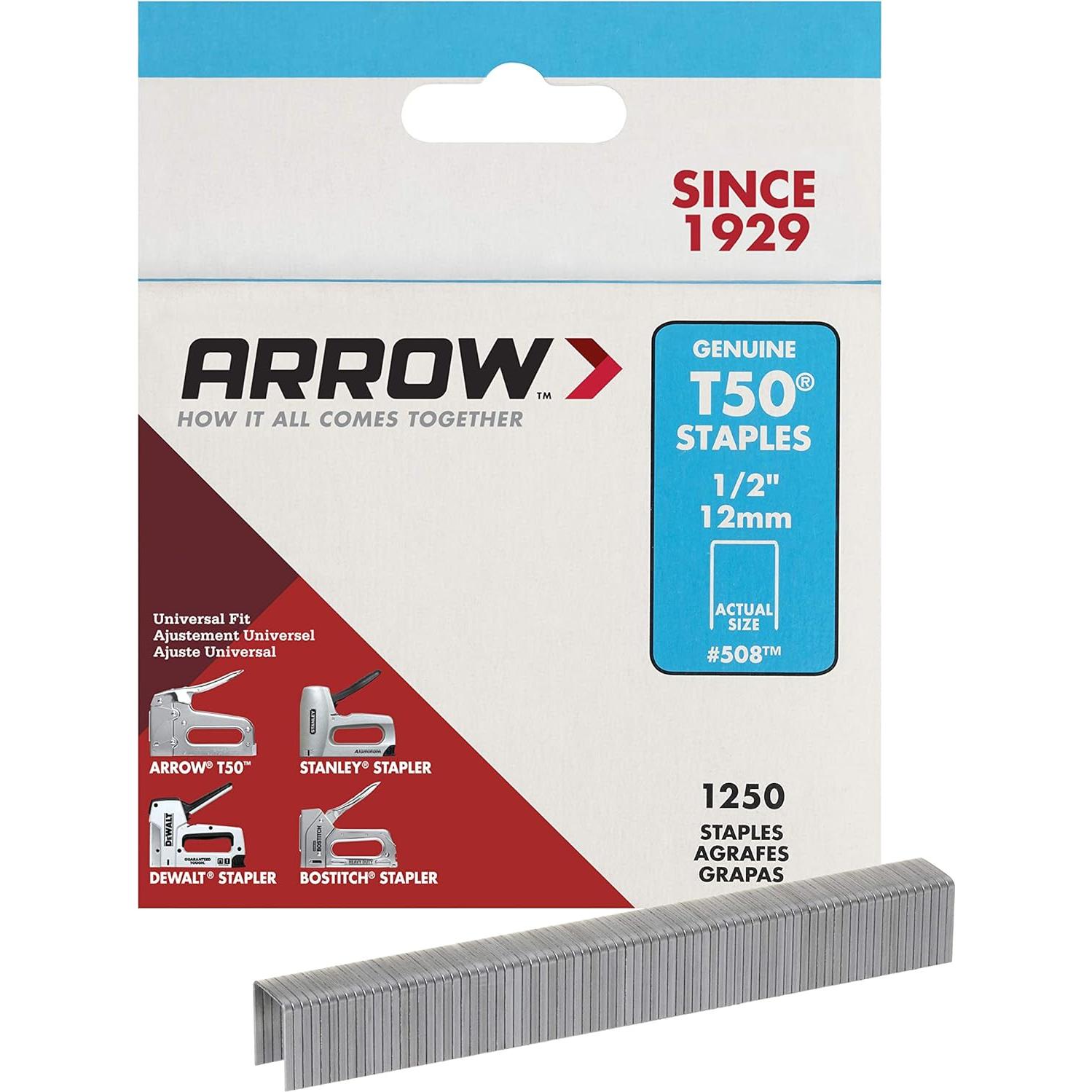 Grapadora de Martillo Arrow HT50 + Grapas T50 1/2" 1250 Unidades