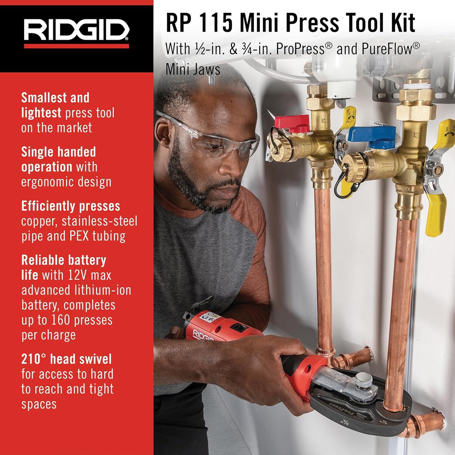 Mini Herramienta de Prensa RIDGID RP 115 con Batería 12V