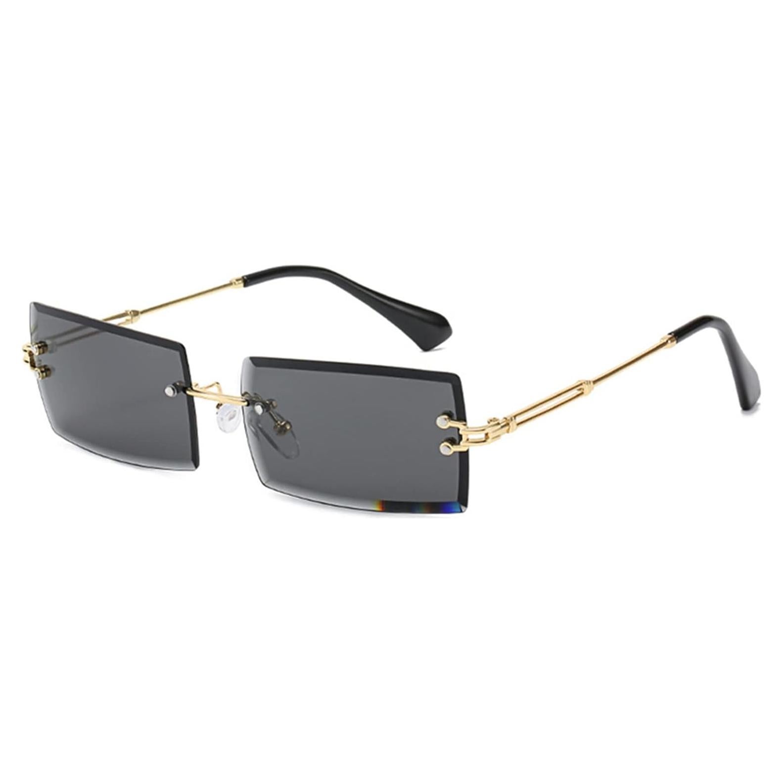 Gafas de Sol Retro Sin Montura LASPOR Unisex Metal Dorado UV400