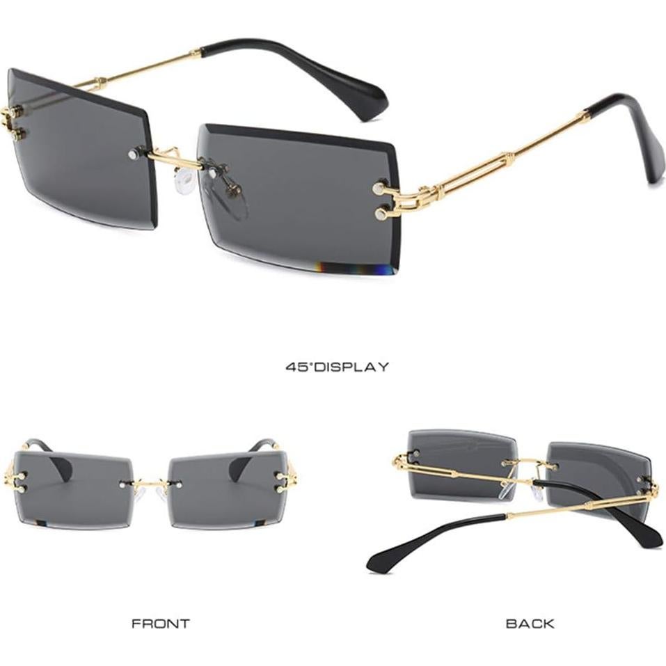 Gafas de Sol Retro Sin Montura LASPOR Unisex Metal Dorado UV400