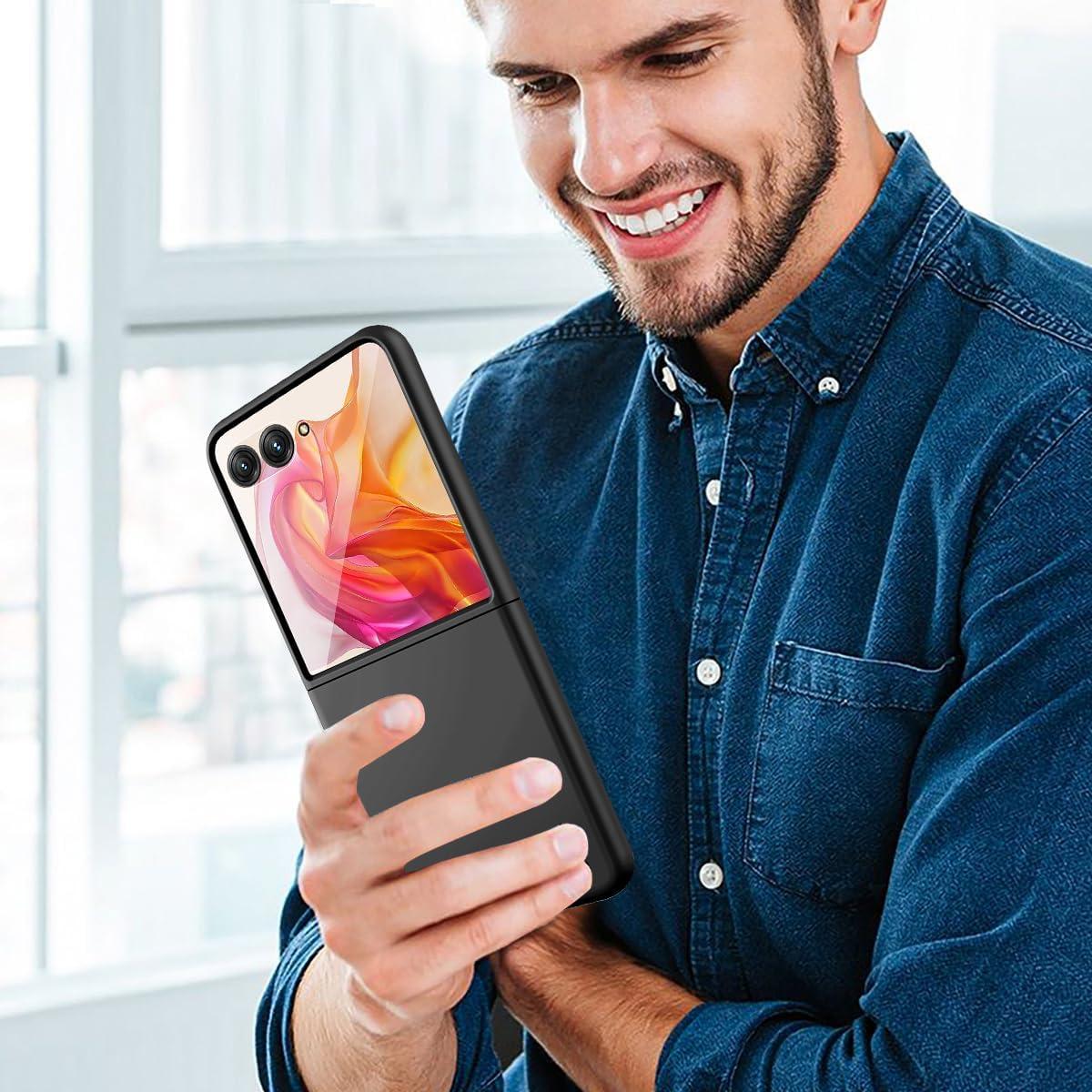 Funda para Motorola Razr Plus 2024 con protector de pantalla negro