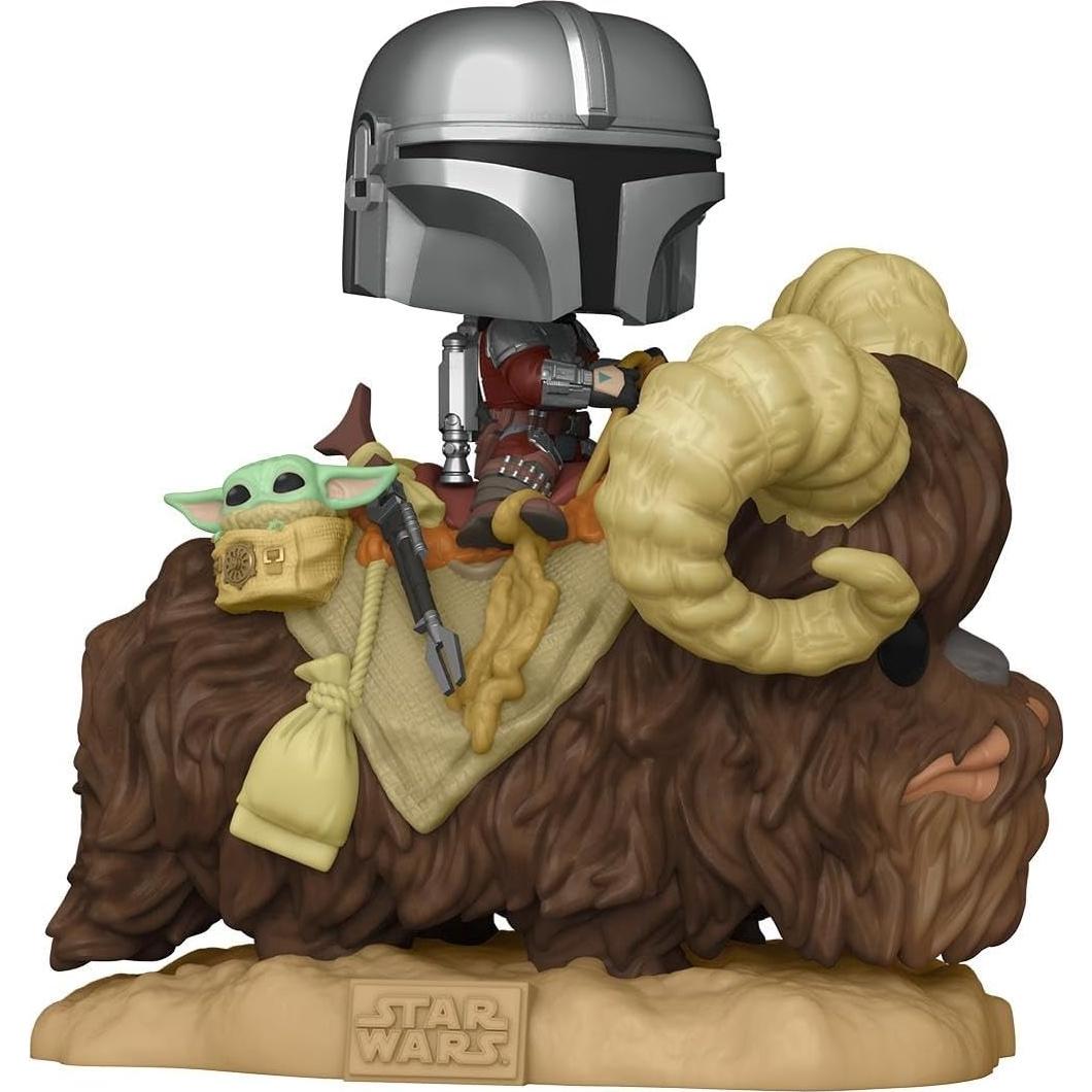 Figura Pop! Deluxe Funko Mandaloriano en Bantha con Niño