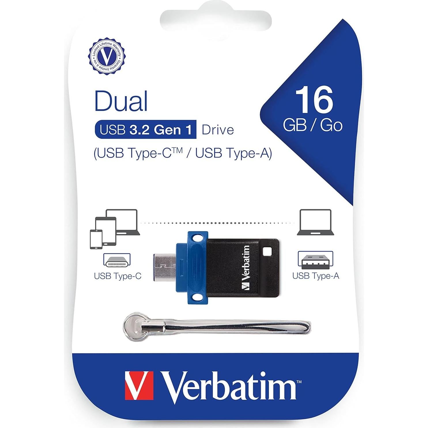 Pendrive Verbatim 16GB Store 'n' Go Dual USB-C 3.2