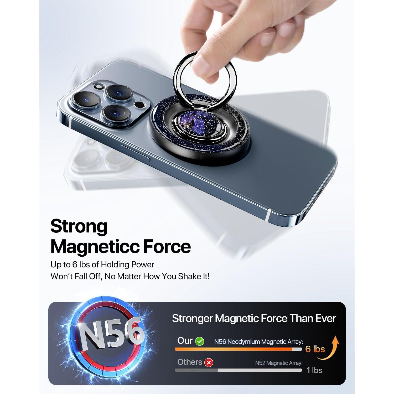 Soporte de Anillo Magnético ROWJOWL para iPhone 360° Negro