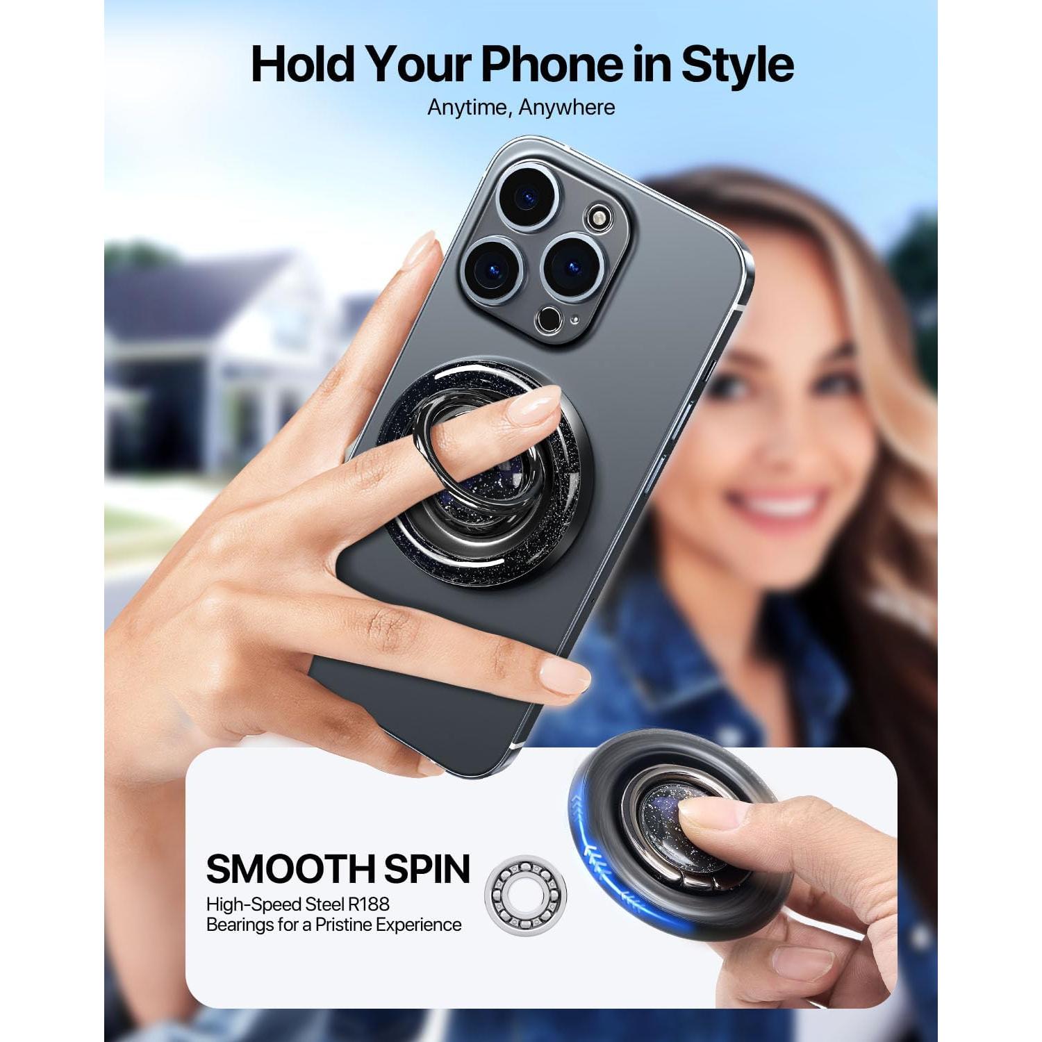 Soporte de Anillo Magnético ROWJOWL para iPhone 360° Negro