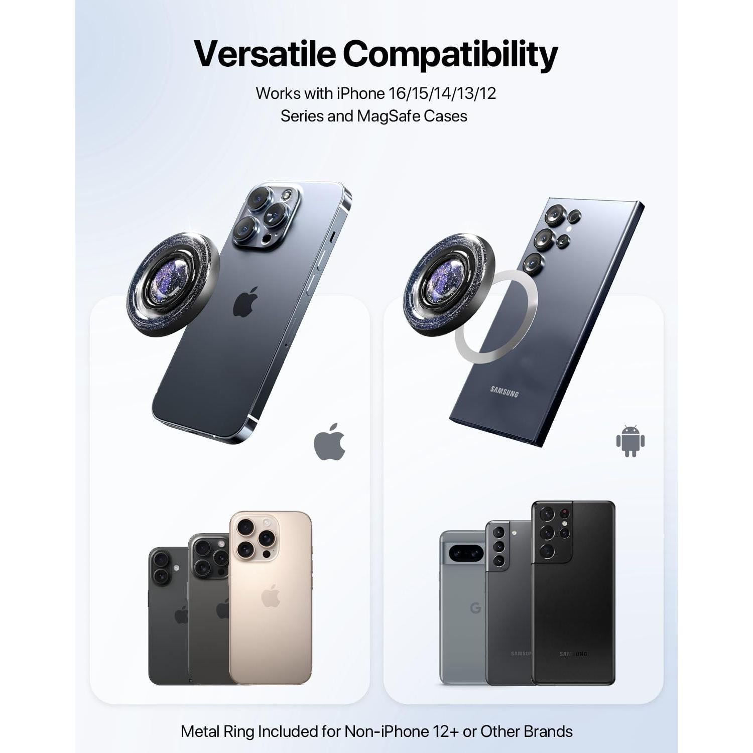 Soporte de Anillo Magnético ROWJOWL para iPhone 360° Negro