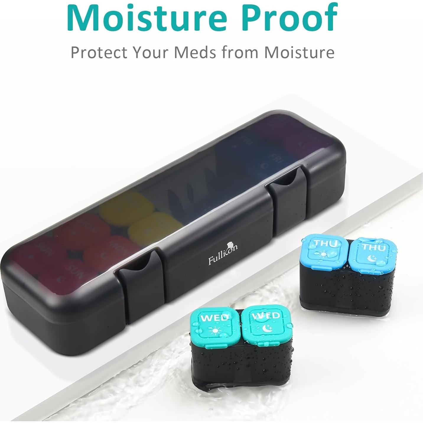 Organizador de Pastillas Semanal Fullicon AM PM 7 Días a Prueba de Humedad