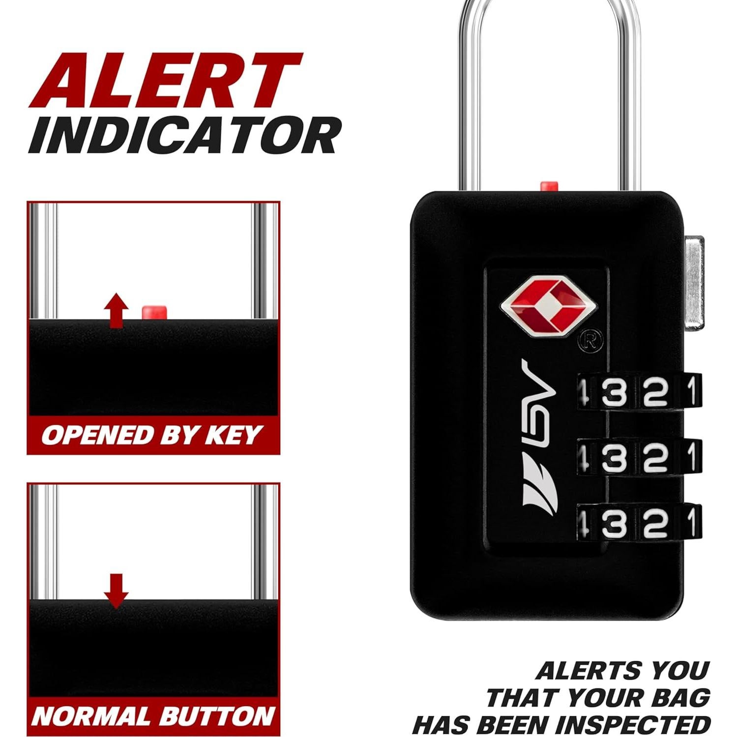 Candado de Combinación TSA BV Negro - 2 Paquete, 130g