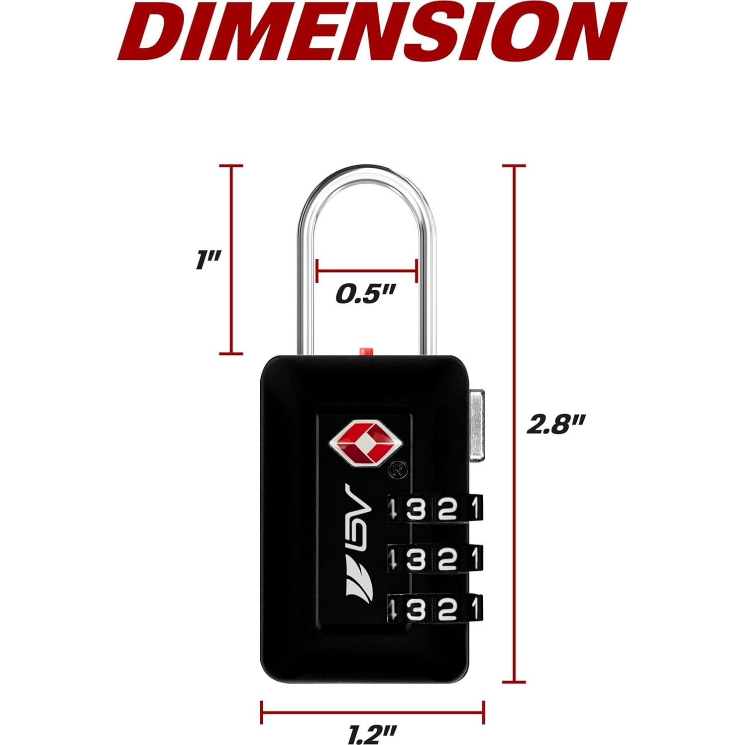 Candado de Combinación TSA BV Negro - 2 Paquete, 130g