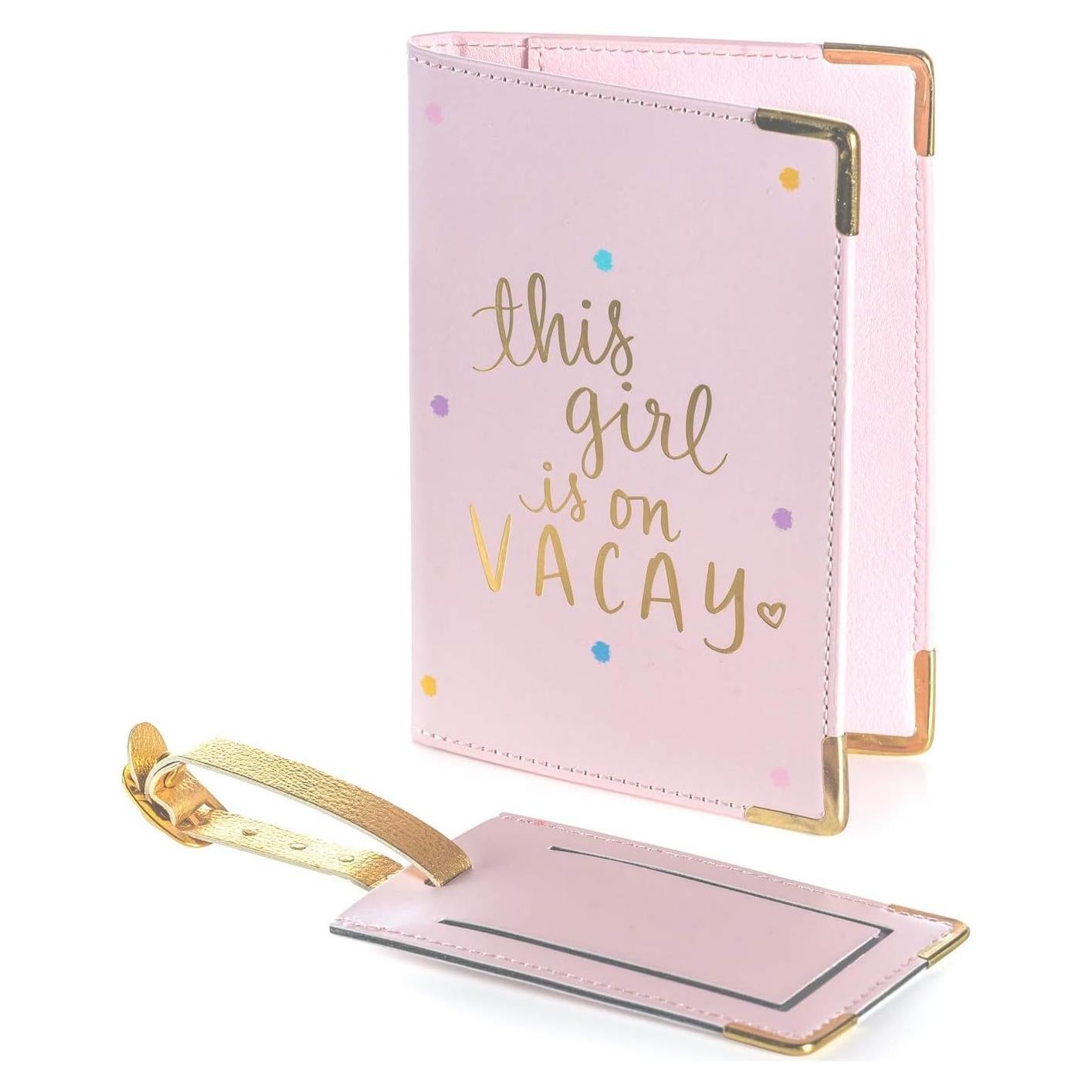 Funda de Pasaporte Eccolo Rosa + Etiquetas de Equipaje 14x10 cm