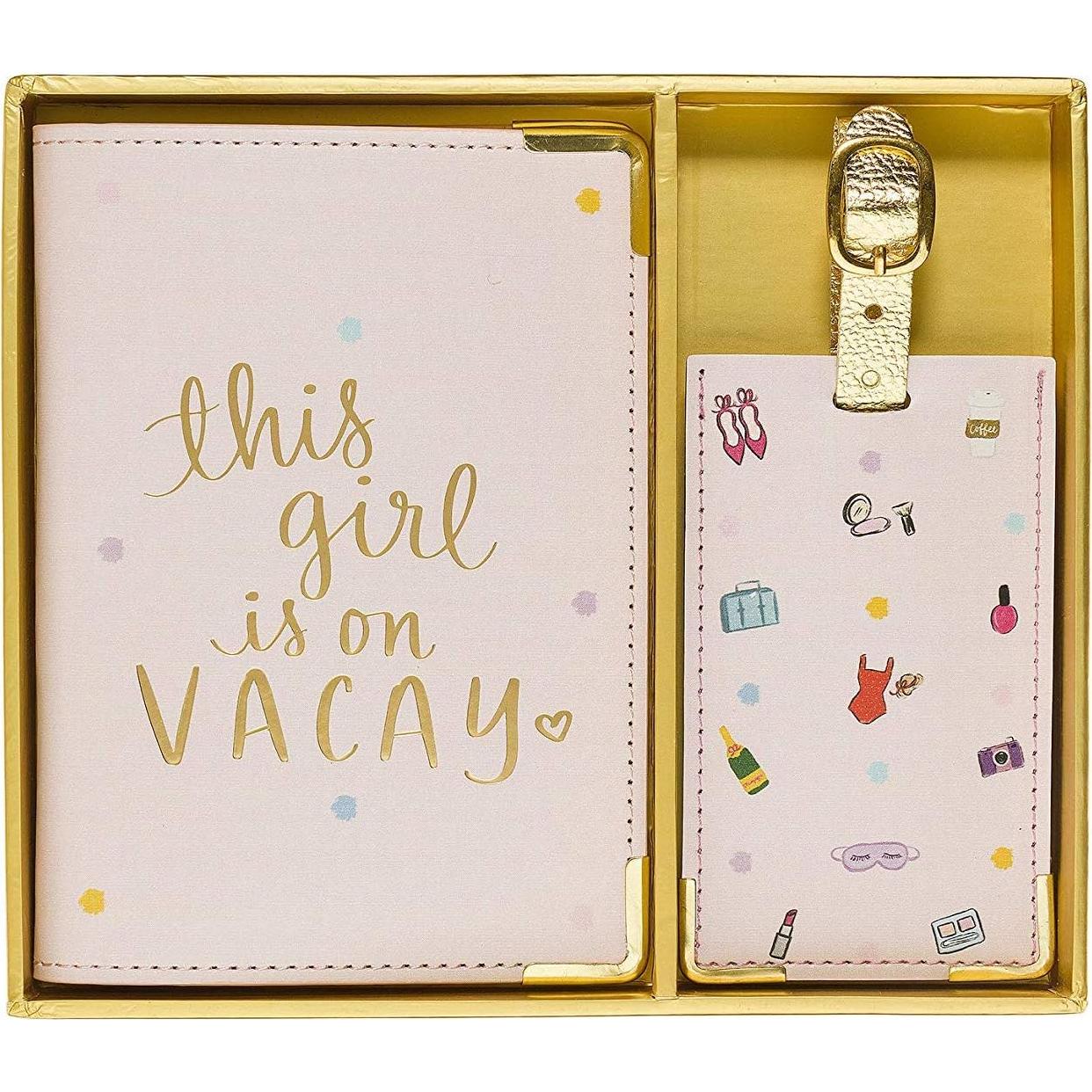 Funda de Pasaporte Eccolo Rosa + Etiquetas de Equipaje 14x10 cm