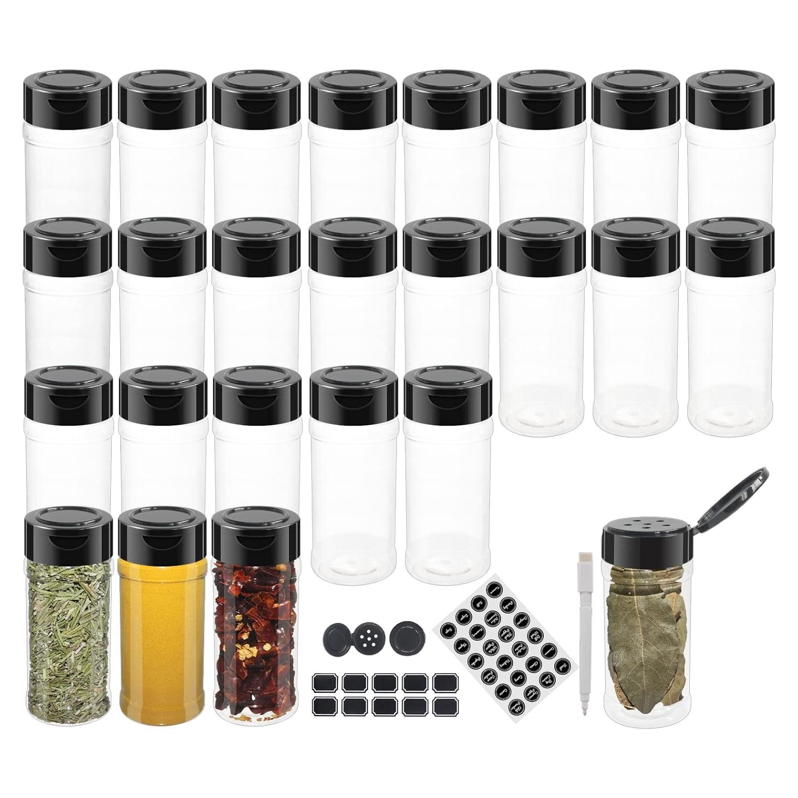 Juego de 24 Tarros de Especias Plástico 3oz con Etiquetas