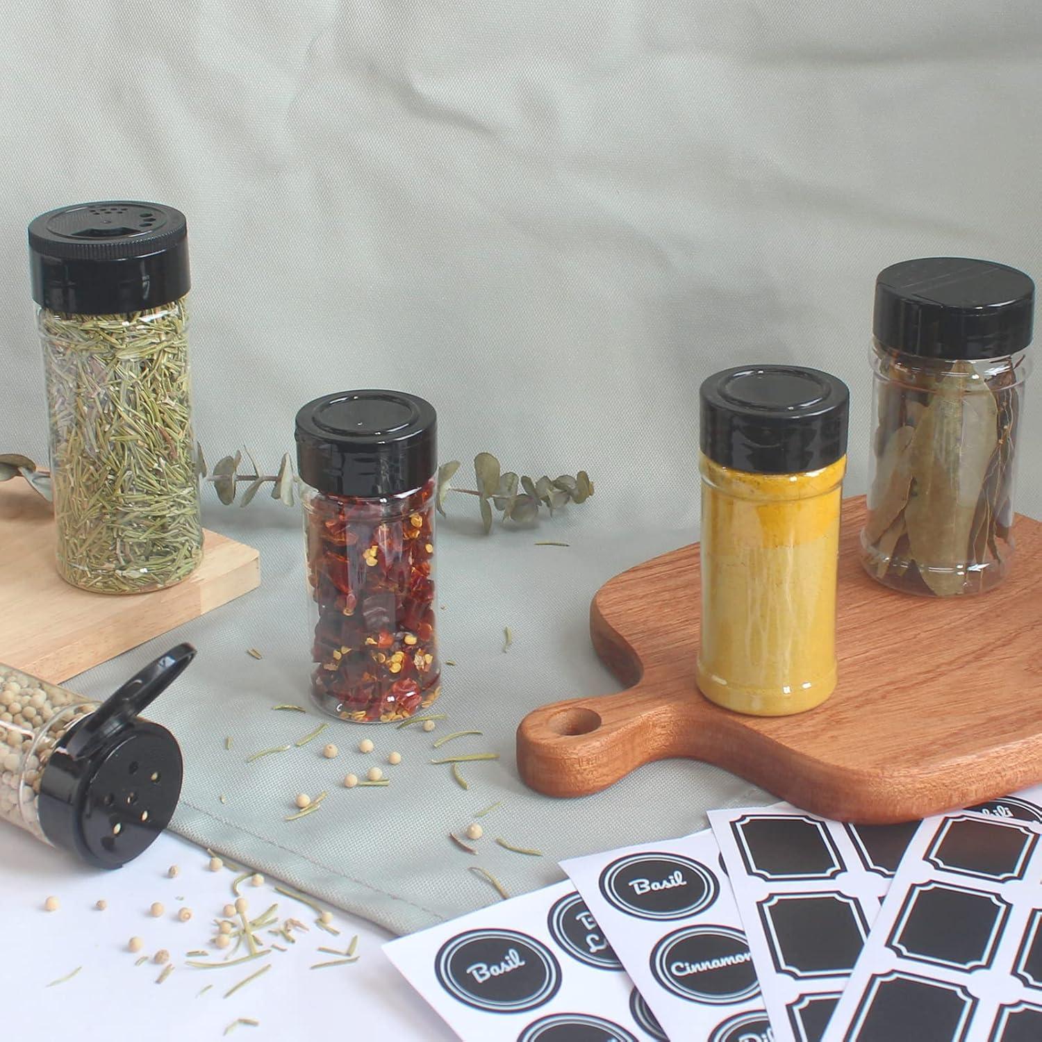 Juego de 24 Tarros de Especias Plástico 3oz con Etiquetas
