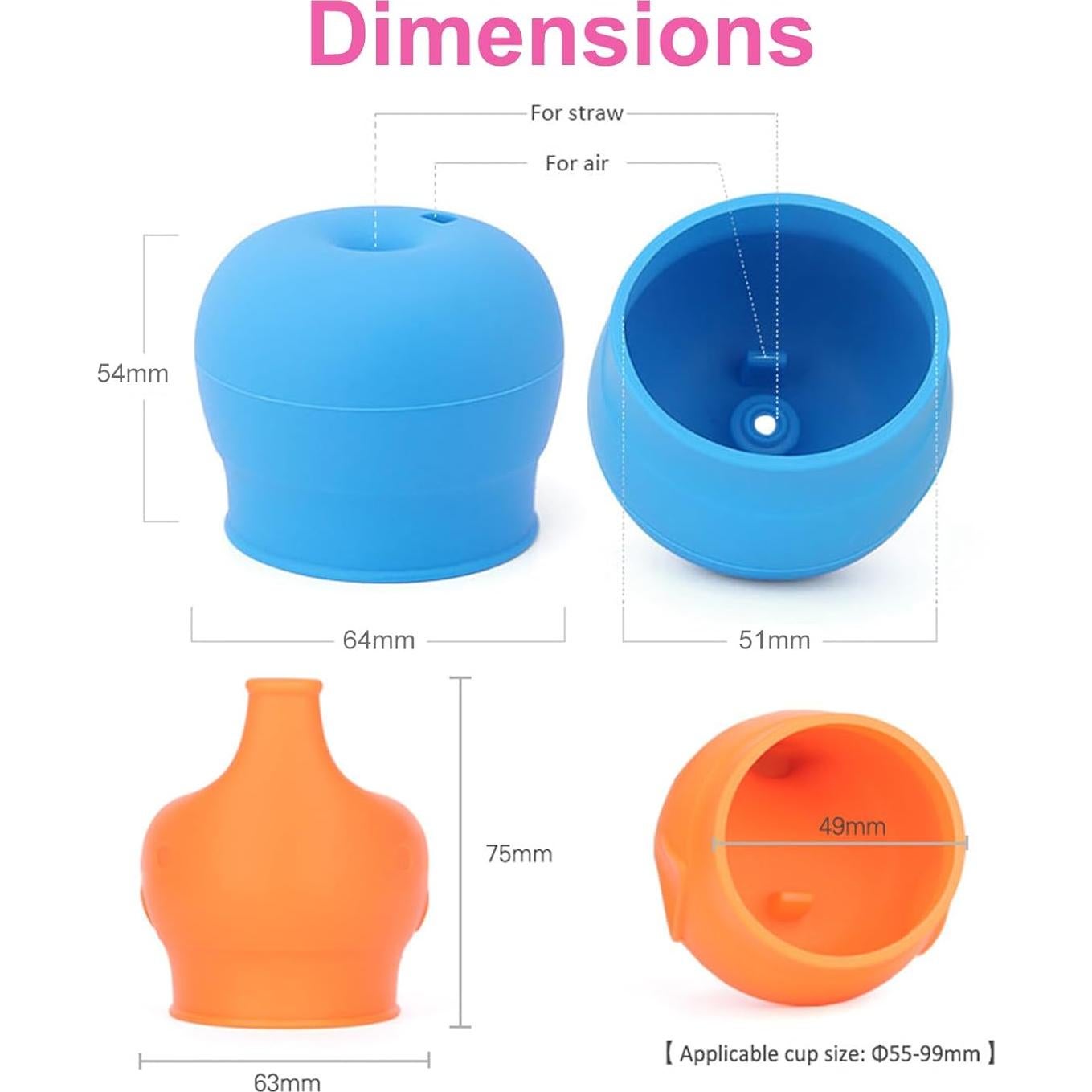 Tapas de Vaso de Silicona TOUGS - Paquete de 5, a Prueba de Derrames