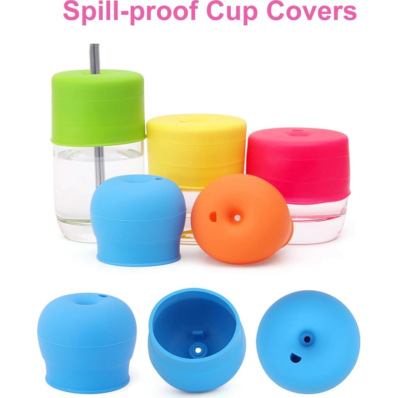 Tapas de Vaso de Silicona TOUGS - Paquete de 5, a Prueba de Derrames